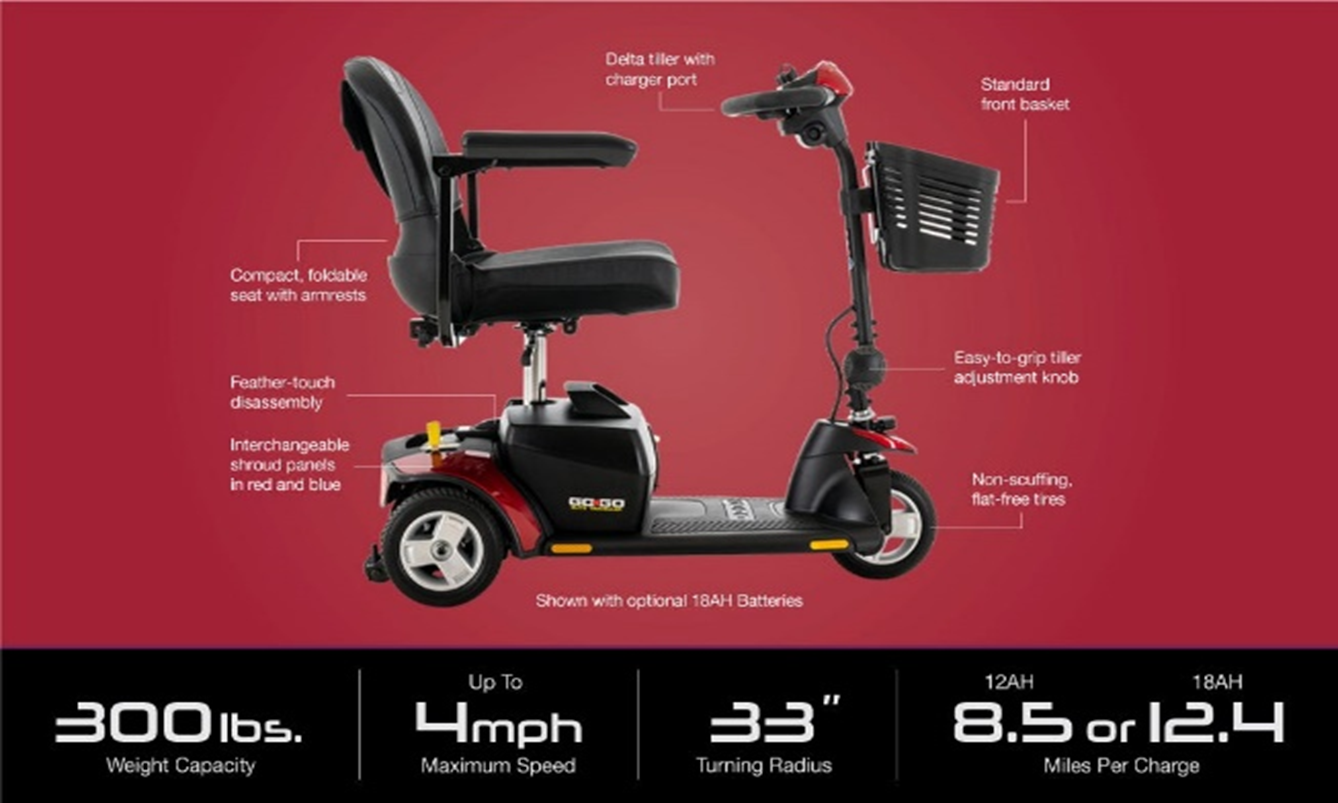 salvie Salme I særdeleshed Go-Go Elite Traveller® 3-Wheel (Rental) - Orlando Mobility Scooters